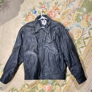 Pepsi Black Leather Bomber Jacket